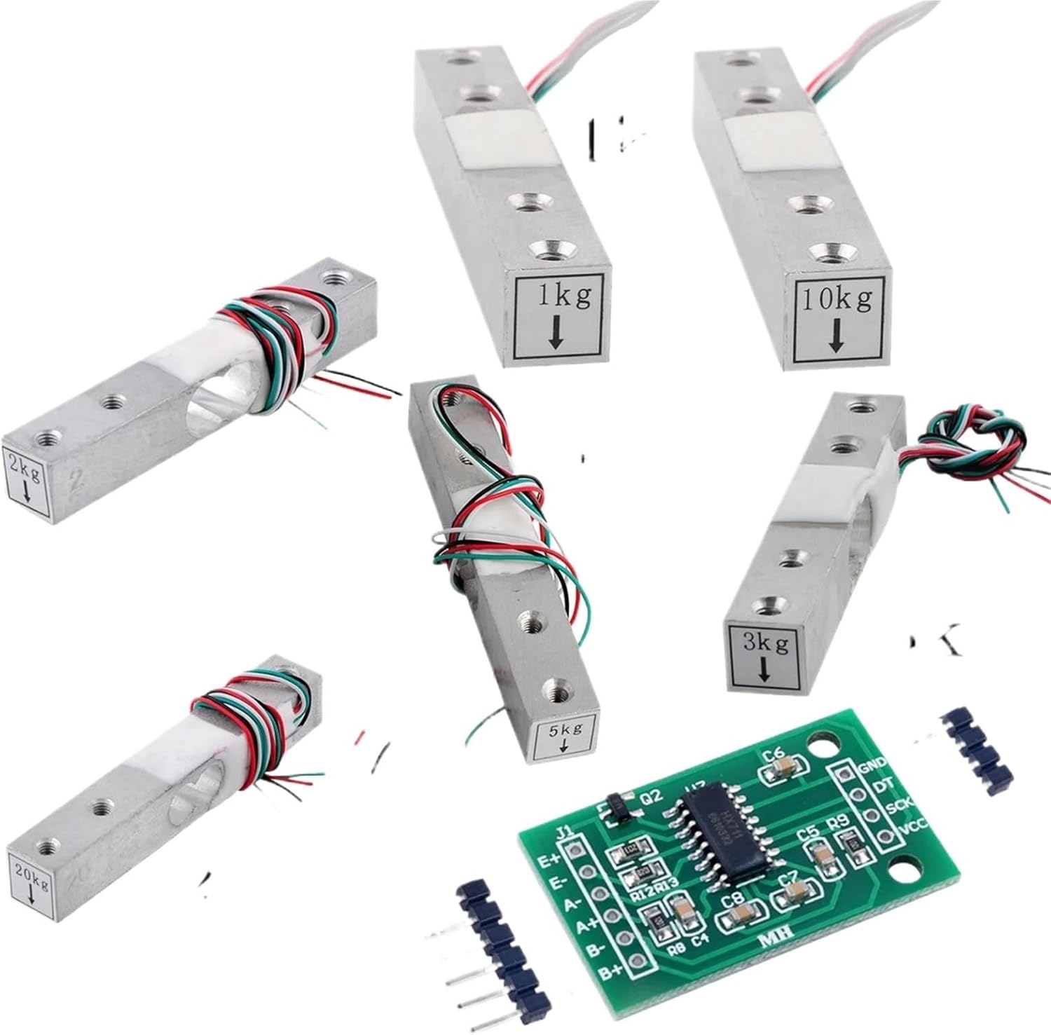 1pcs Load Cell 1KG 2KG 3KG 5KG 10KG 20KG HX711 AD Weight Sensor Module Aluminum Alloy Weighing Pressure Sensor Electronic Scale(3kg)