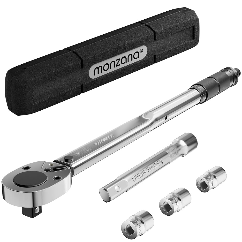 Monzana® Set di Chiavi Dinamometriche 6 pz. 40-210Nm 1/2 ' CV Incl. 3 Bussole Prolunga Valigetta Chiave Officina