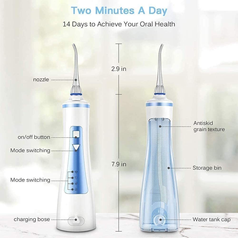 Irrigatore Orale Dentale Ricaricabile Cordless Professionale Super Spray Bretelle Cura IPX7 Impermeabile Serbatoio dell'Acqua da 240 ml Adatto for Viaggi e Uso Domestico