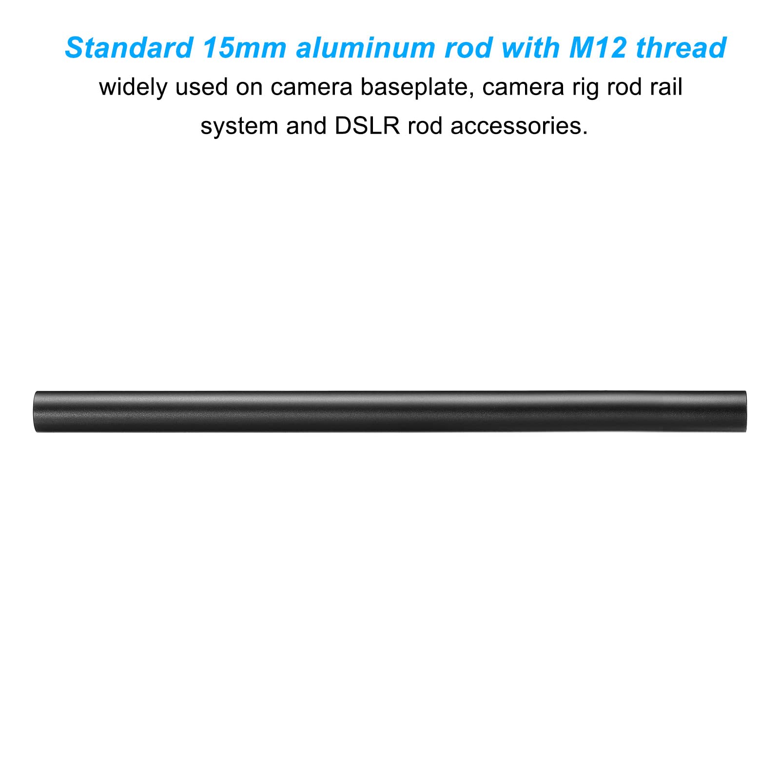 PATIKIL 10 Inch 15mm Rod, 2 Pack Camera Rods with M12 Female Thread Aluminum Alloy for 15mm Rail Support System, Black - Image 3