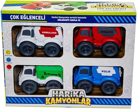 4-Piece Unbreakable Wonder Trucks with Can-Em Toy Box