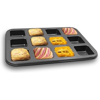 Gurlideo Non-Stick Mini Loaf Tin for 12 Cakes Mini Oblong Cake Mould Non-Stick Mini Cake Mould Brownie Baking Mould for Muffi