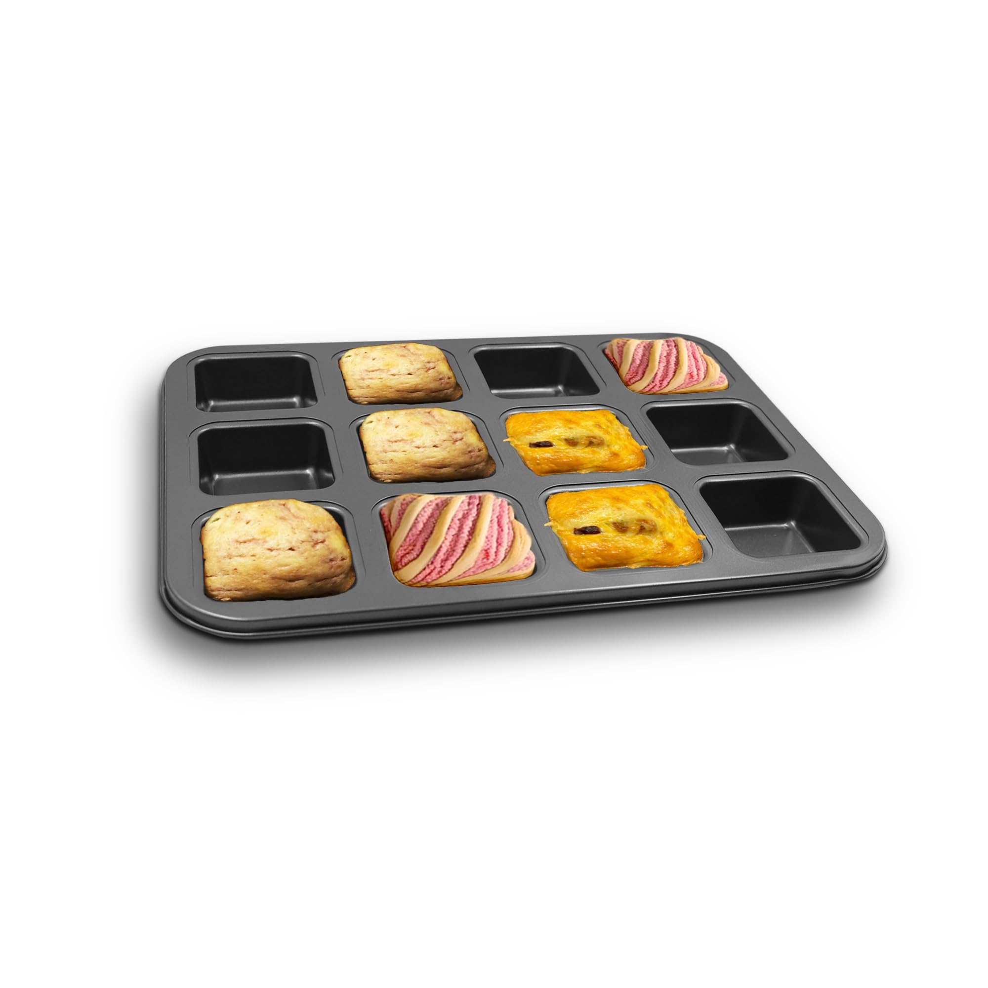 Set 3 Teglie Per Brownie In Acciaio Al Carbonio | 12 Scomparti Antiaderenti Per Muffin, Biscotti E Pane