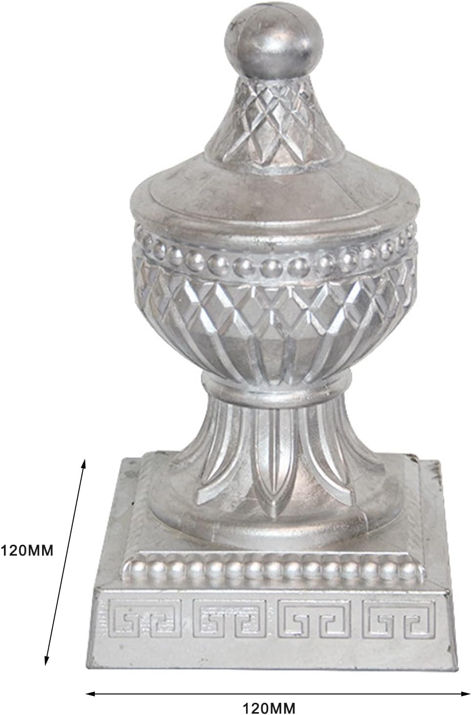 Pressed Post Caps, 2Pcs Fence Post Caps Decking, Made from Silver Aluminum, Durable Heavy Duty Deck Caps for Actual Fences, Newel Posts, Deck Posts, and More,120x120mm