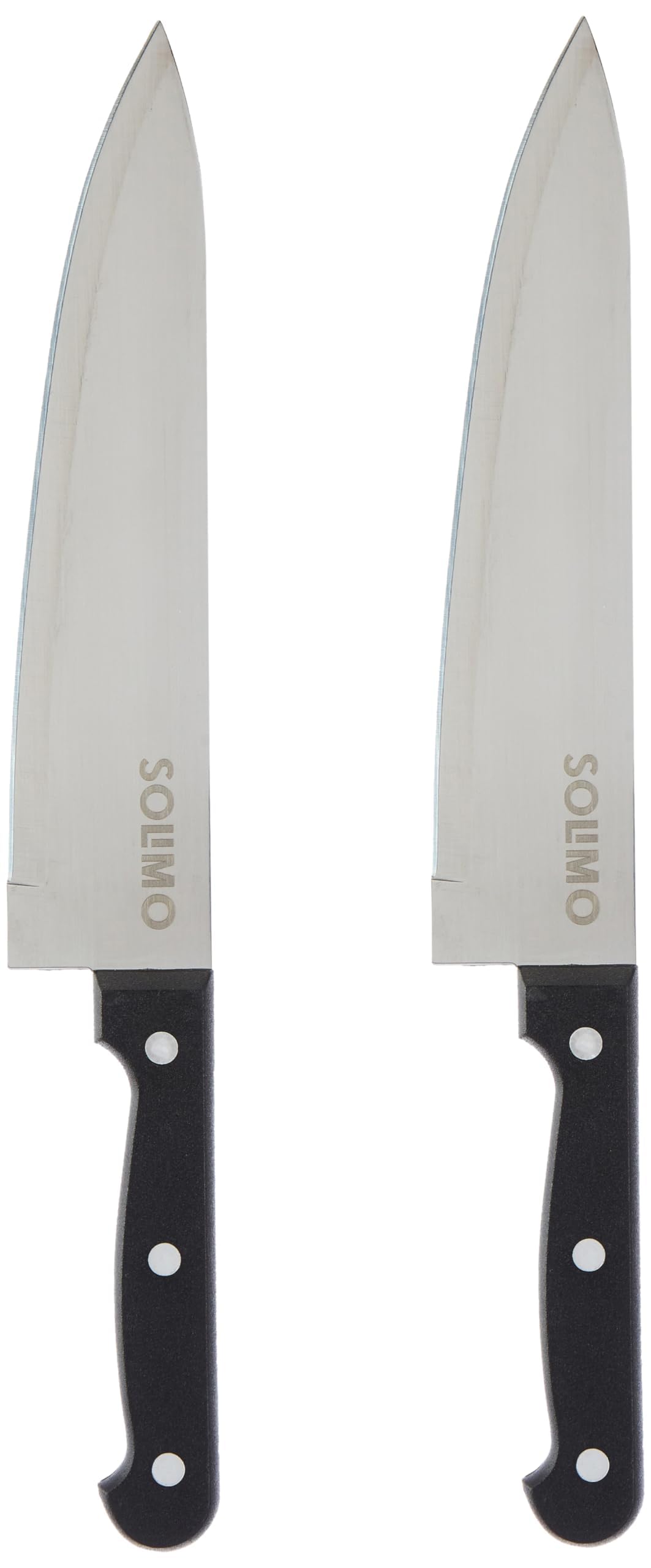 Amazon Brand - Solimo High-Carbon Stainless Steel Chef's Knife Set | Triple Rivet Handle | Set of 2 (Silver)