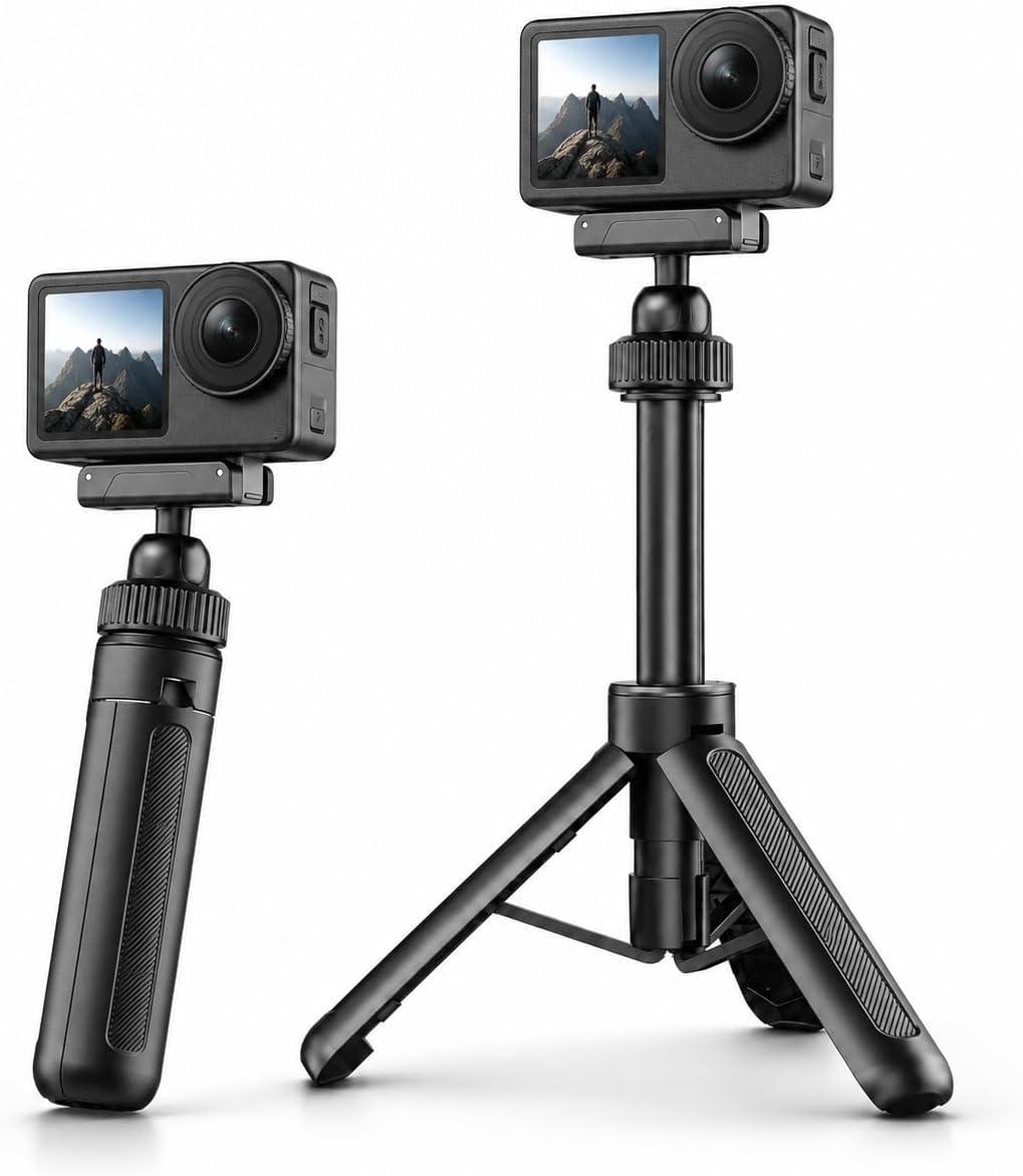 Outdoor Creator Tripod for DJI Action Cameras, 15.75 Inch | Magnetic quick-release action camera tripod with 360 ball head and 5-section pole for outdoor vlogging
