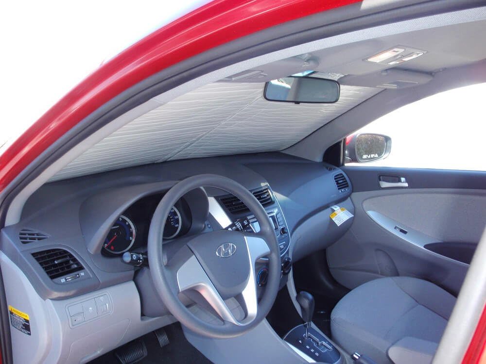 HeatShield, The Original Windshield Sun Shade, Custom-Fit for Hyundai Accent Hatchback (5D) 2012, 2013, 2014, 2015, 2016, 2017 Silver Series