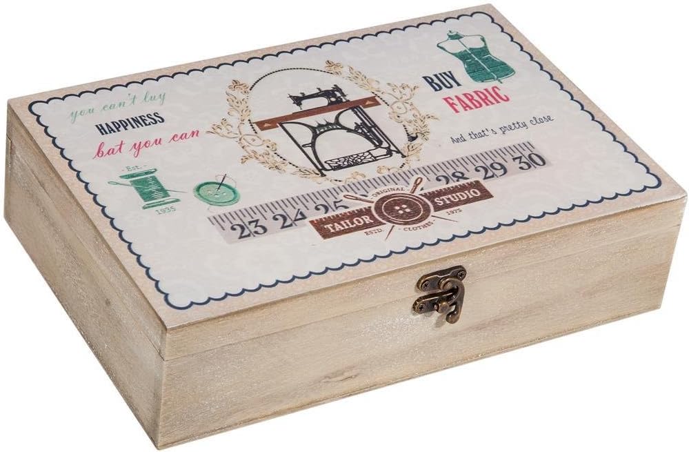 Wooden Sewing Box with Details