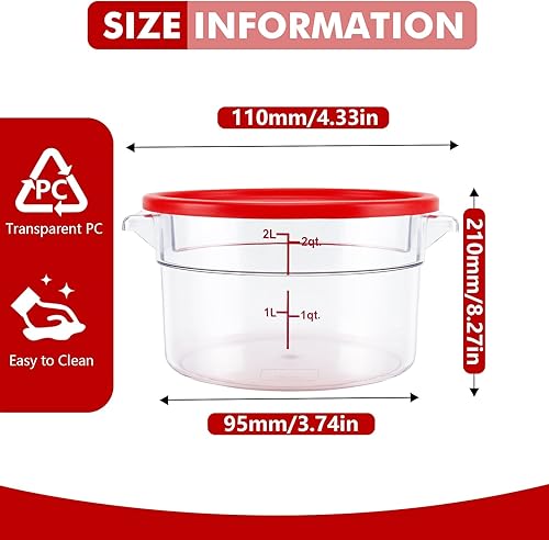 Miniatura 2 de WELKOR Paquete de 4 recipientes de almacenamiento de alimentos con tapas, recipientes redondos herméticos de plástico para cocina, de grado