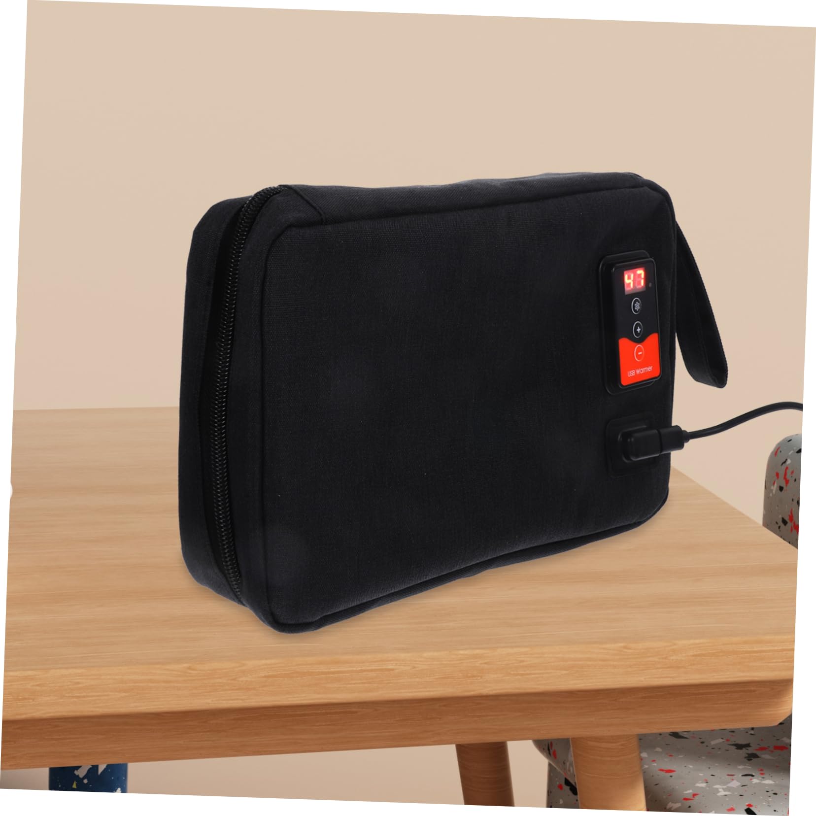 Gatuida Feuchttuchwärmer USB Tragbar mit Temperaturregelung Neopren und Polyester Schwarz für 20-80 Feuchttücher mit Integriertem Temperatursensor für Babys Drinnen und Draußen