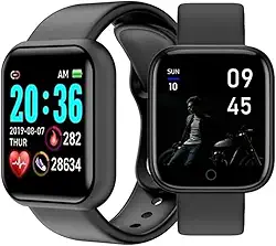 SmartWatch Relógio Pulseira Inteligente Bluetooth Carregamento Rápido com Notificações, Resistência à água, Monitor Sensível ao Toque, entre outras funções inteligentes (Preto)