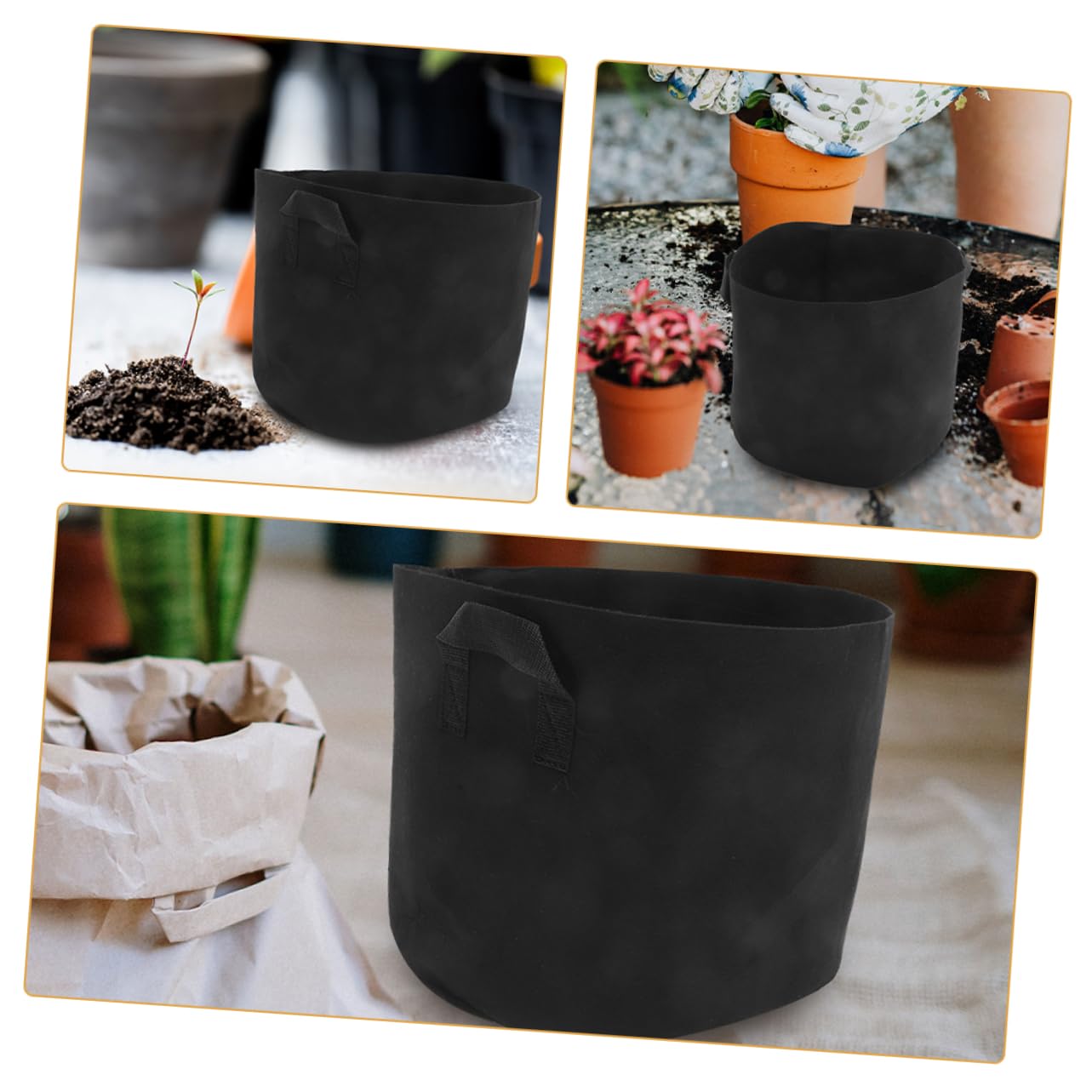 Yardwe Umweltfreundliche 3-teilige Runde Pflanztasche Pflanztaschen Aus Vliesstoff Für Den Gemüsegarten Mit Griff Für Einfaches Bewegen