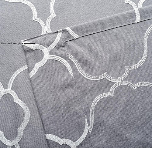 Miuco Moroccan Embroidered Semi Sheer Curtains Linen Look Grommet Curtains For Living Room 52 X 84 Inch Set Of 2, Grey #TOP4