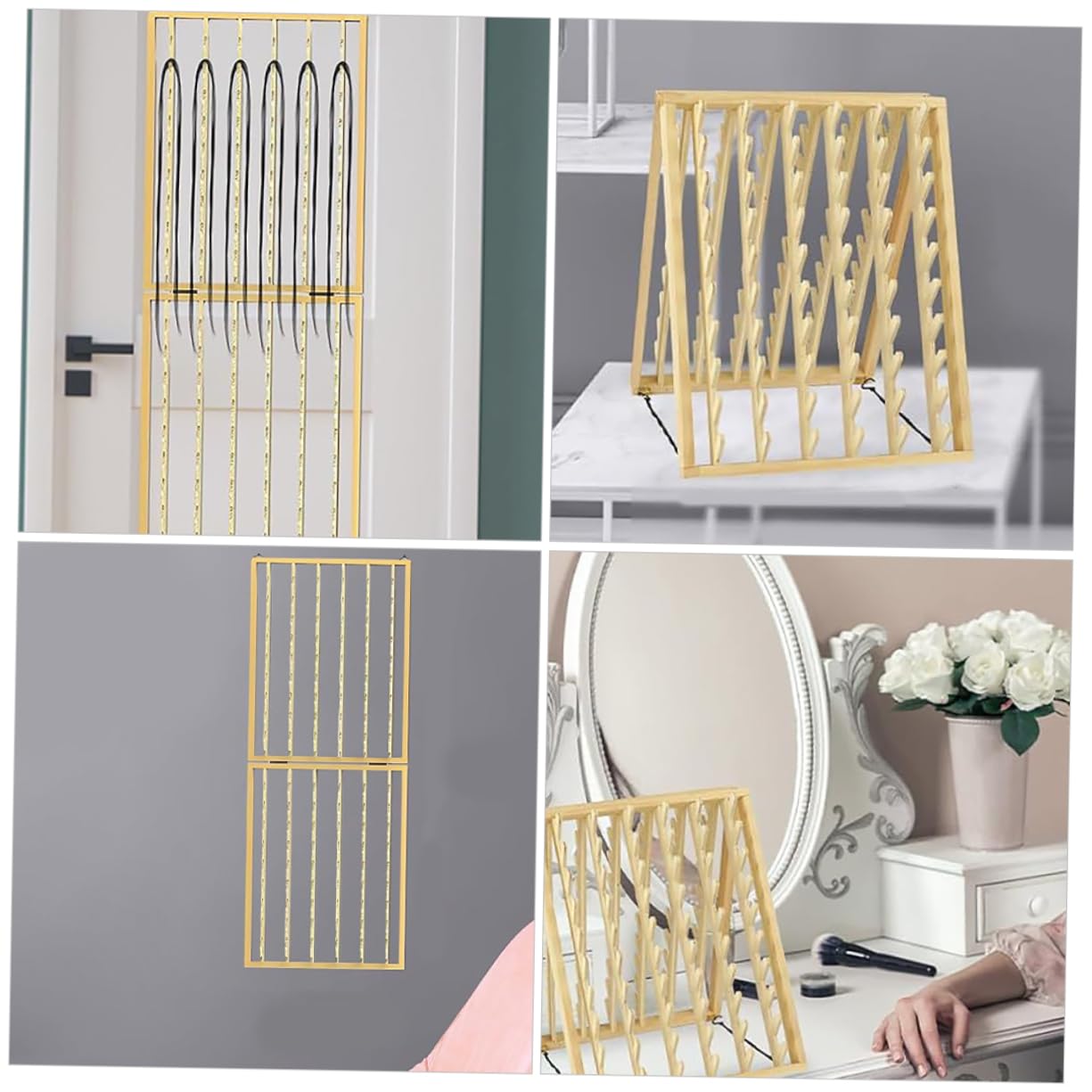 Baluue Estante de Madera Beige Diseño Montado en Pared y Ahorro de Espacio Organizador de Herramientas para Trenzar el Cabello para Peluqueros Profesionales