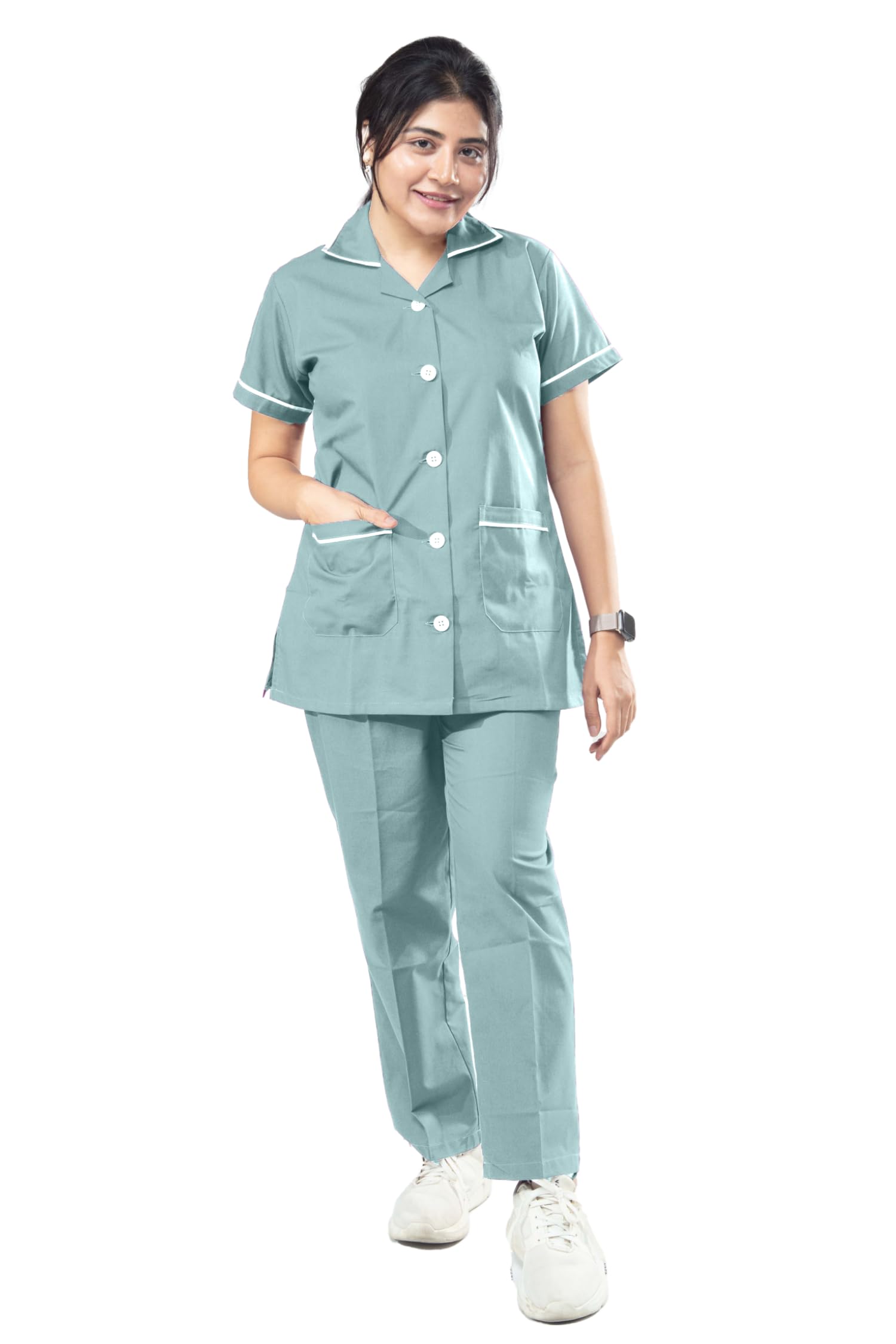 UNIFORM CRAFT Female Nurse Uniform | Hospital Staff, clinics, Home Health, Nurse Uniforms for Women made of Polyester-Cotton (XL, Ash Green)