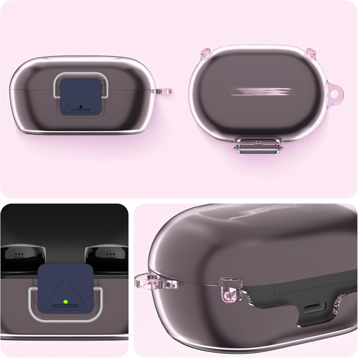 [Secure Lock] for Bose New QuietComfort Earbuds Case, Soft Clear TPU Shockproof Protective Case Cover for Bose New QuietComfort Accessories with Cleaning Kit & Keychain & Lanyard (Clear Pink) - Image 4