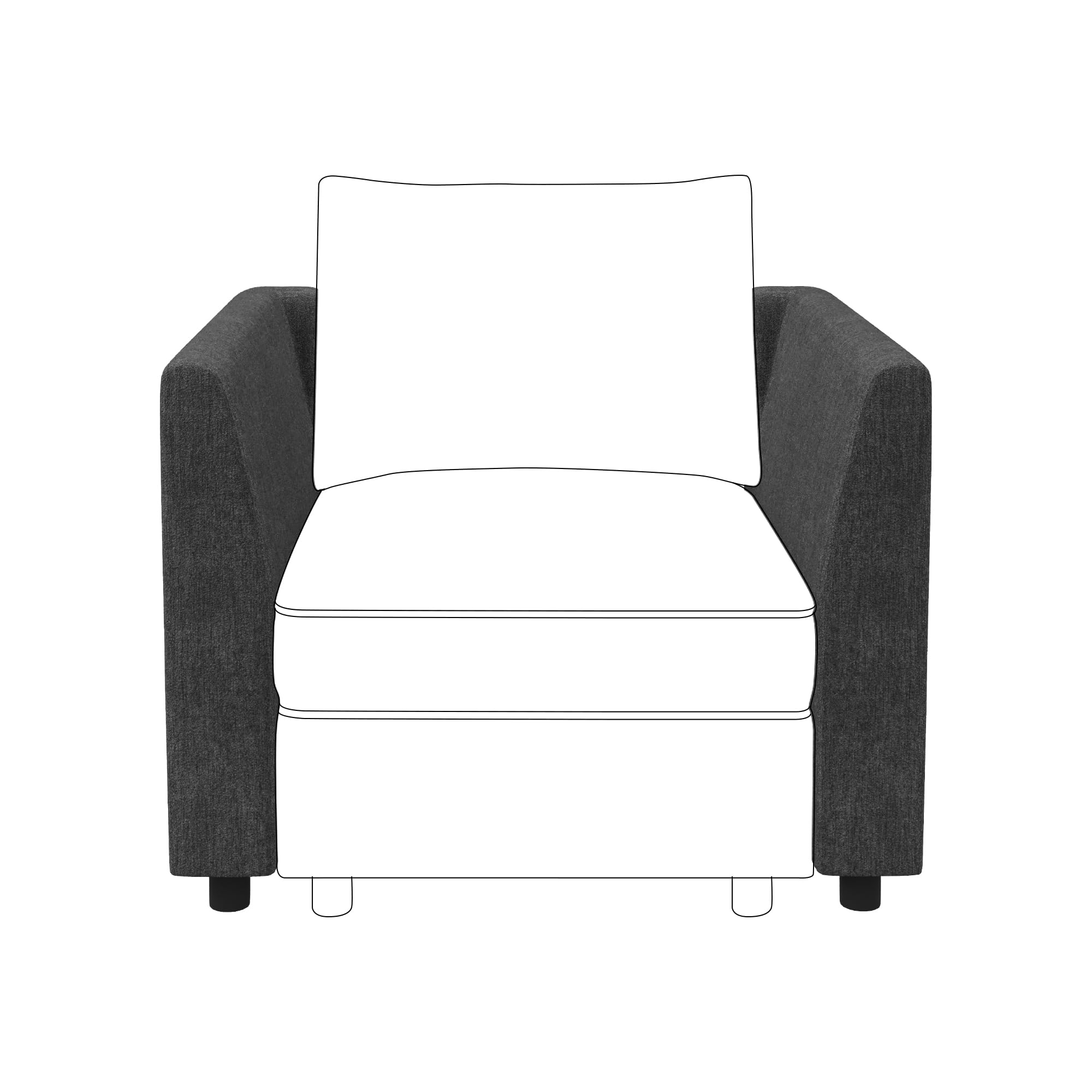 HONBAY Module Armrest for Modular Sectional Sofa, Pair of Sofa Armrest for Sectional Modular Couch - Snowflake Velvet Grey