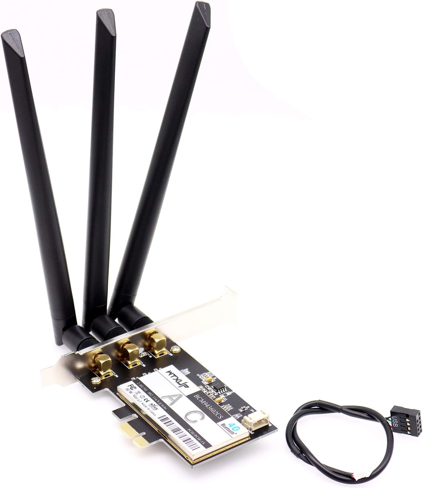 Deal4GO BCM943602CS 1750Mbps 802.11ac Wireless WiFi Adapter PCIe x1 WLAN Card w/Bluetooth 4.0 for Hackintosh Windows 7/8/10 MacOS
