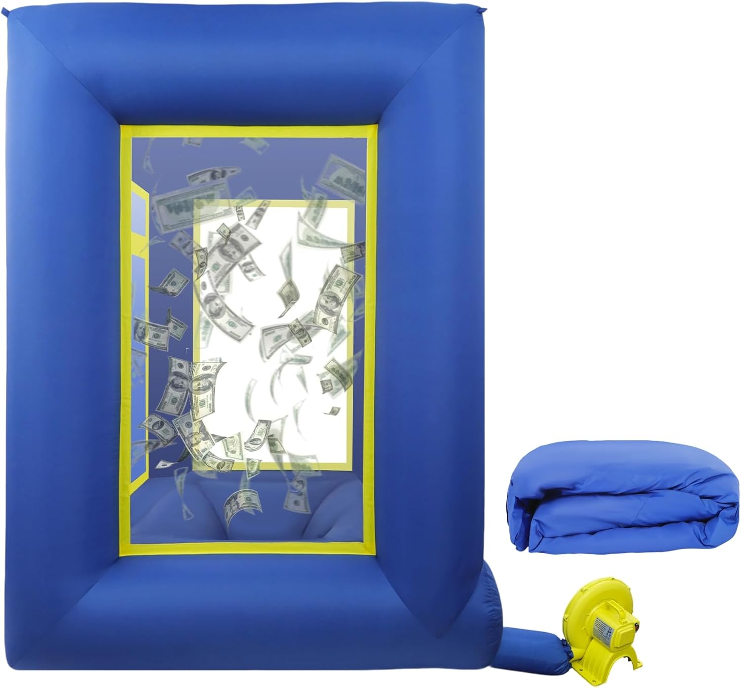 Cash Cube Money Grab Machine, 78.74 * 42.52 * 106.3in Oxford Cloth Inflatable Cash Cube Booth for Events, Promotions, Party Games (Only Grab Machine)