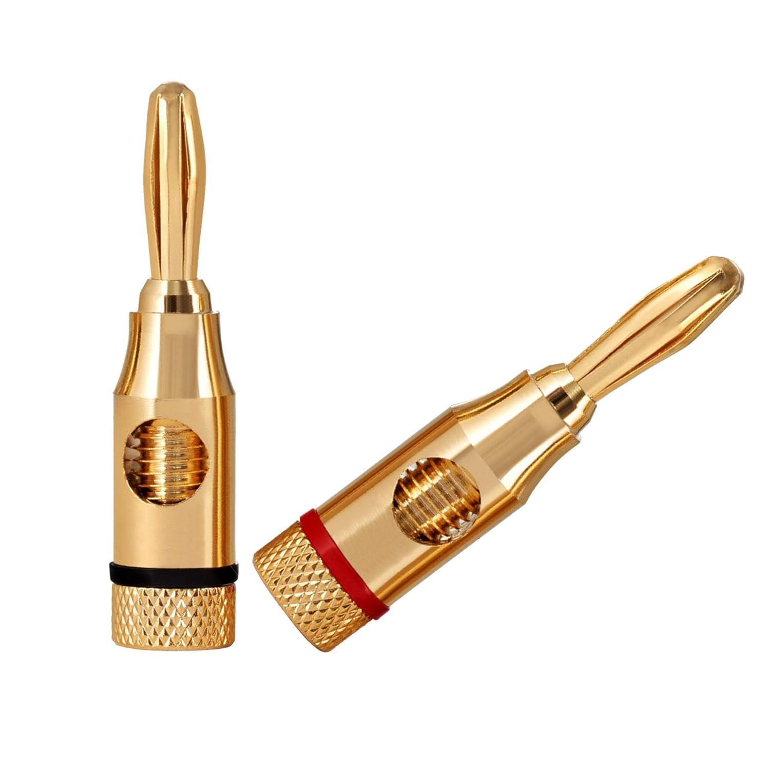 Lot De 10 Fiches Banane Plaquées Or 24K - 4 Mm, Pour Câbles Haut-parleur 12-18 AWG - 5 Rouges + 5 Noires, Connexion Sans Soudure - 7