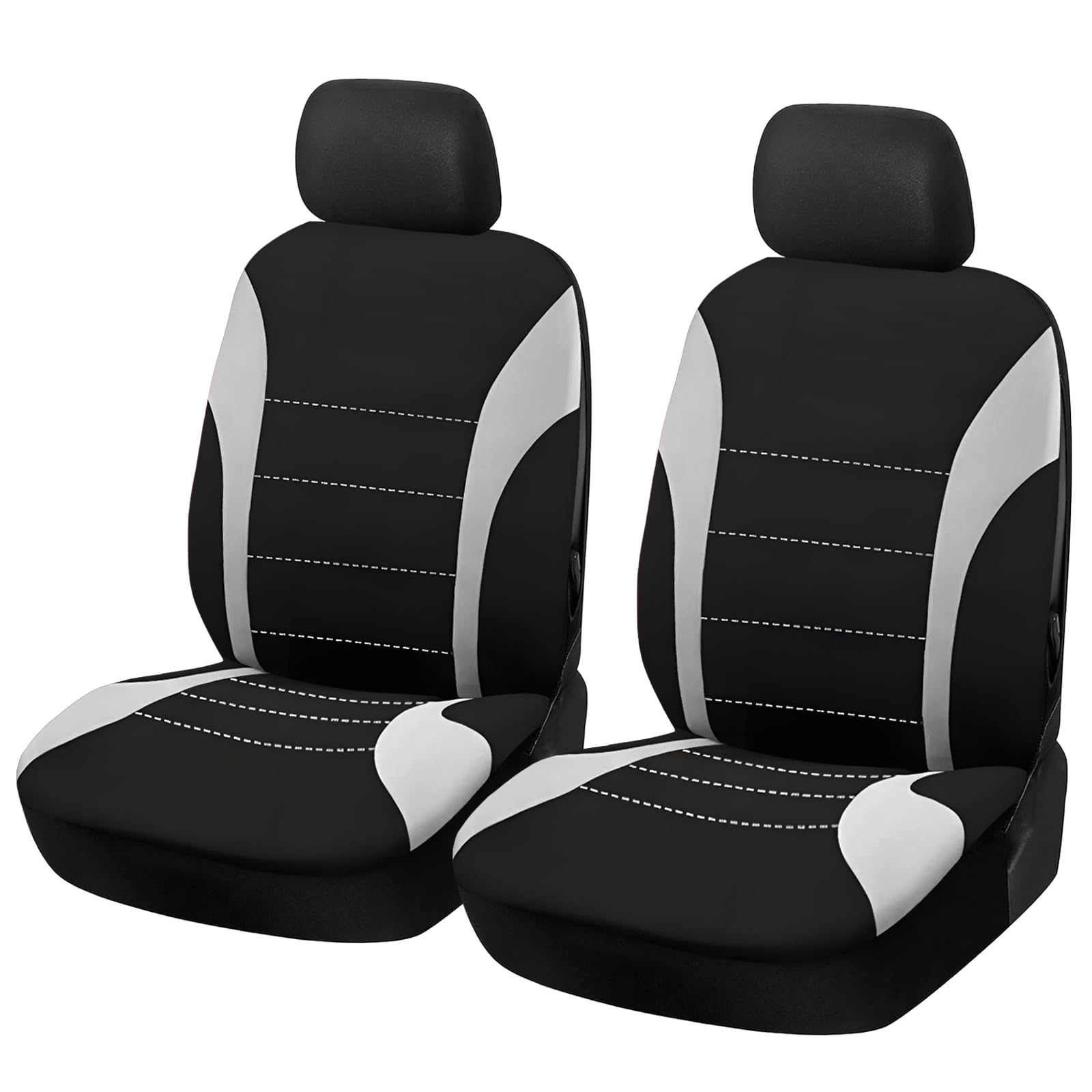 Lot de 2 housses de siège de voiture avant - Respirantes - Universelles - Gris