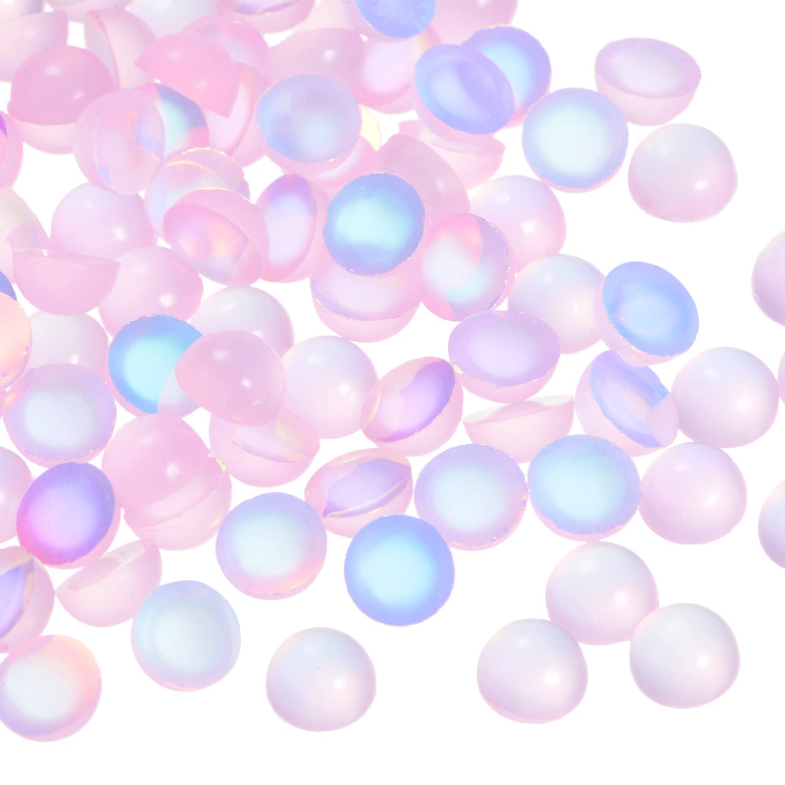 sourcing map 100pcs Cat Eye Resin Beads Cabochons 6mm Flatback Round Dome Beads Half Round Beads for Jewelry Making Clay Findings Craft Accessory Handcrafts, Light Pink