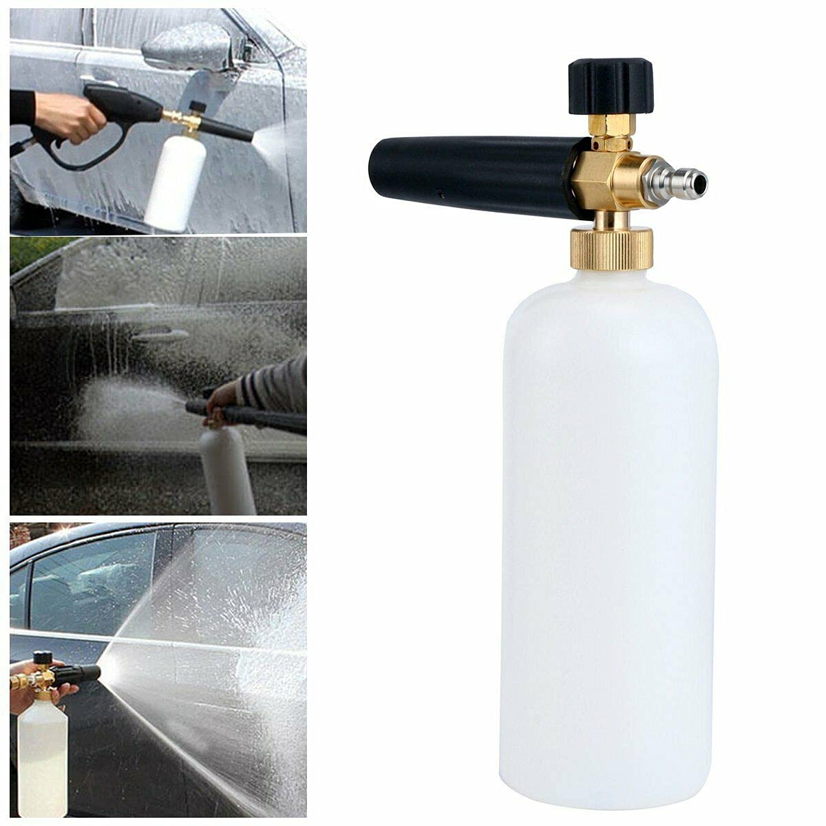 FreeTec - Lanza de espuma de nieve, 1 L, espuma de lavado, limpieza de coche, con conexión rápida, 1/4 "