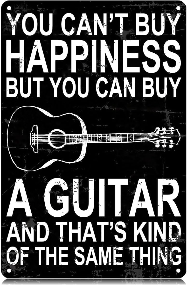 Yepyayqvk Tin Sign 104 You Can't Buy Happiness But You Can Buy A Guitar Metal Tin Signs Funny Wall Art Decor Iron Poster For Home Farmhouse Bar Cafe Pub Garage Gifts 6X8 Inch