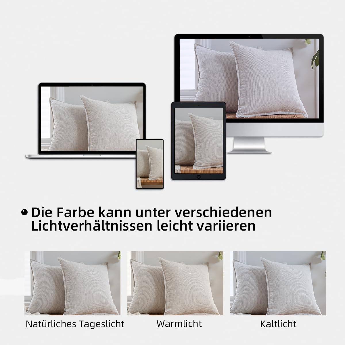 CHUFFED Set di 2 federe 40 x 80 cm, 100% lino slavato, 40 x 80 cm, ipoallergeniche e traspiranti, con chiusura lampo a strisce