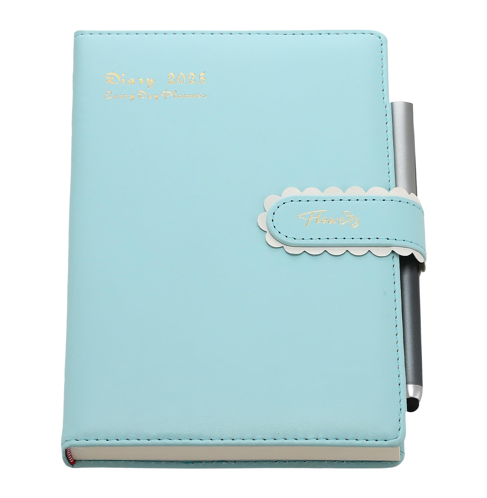 McdsucDiary 2025 Day Per Page,2025 Diary A5 Page a Day,Schudle Organiser Full Year Planner Jan to Dec 2025 Diaries,Productivity Daily Planner with Pen Set,Monthly Tabs,Stickers,3Bookmars,Green