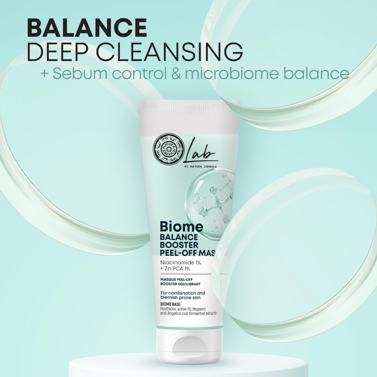 Natura Siberica Lab Biome Balance Booster Peel-Off Face Mask 75 ml, Green, 75 ml (Pack of 1) - Image 4