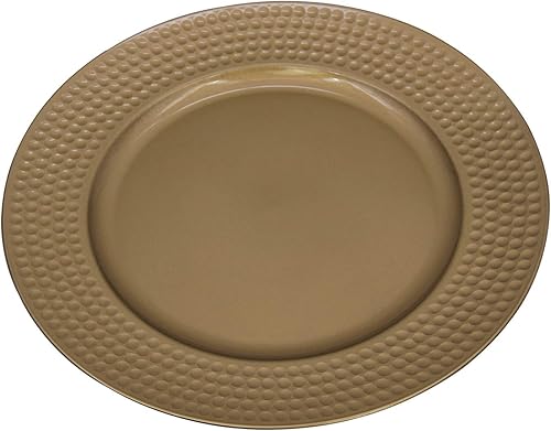 Miniatura 2 de Platos de carga de plástico dorados con borde de martillo, 12 unidades de 13 pulgadas redondas para bodas, fiestas de boda (martillo dorado, 12)