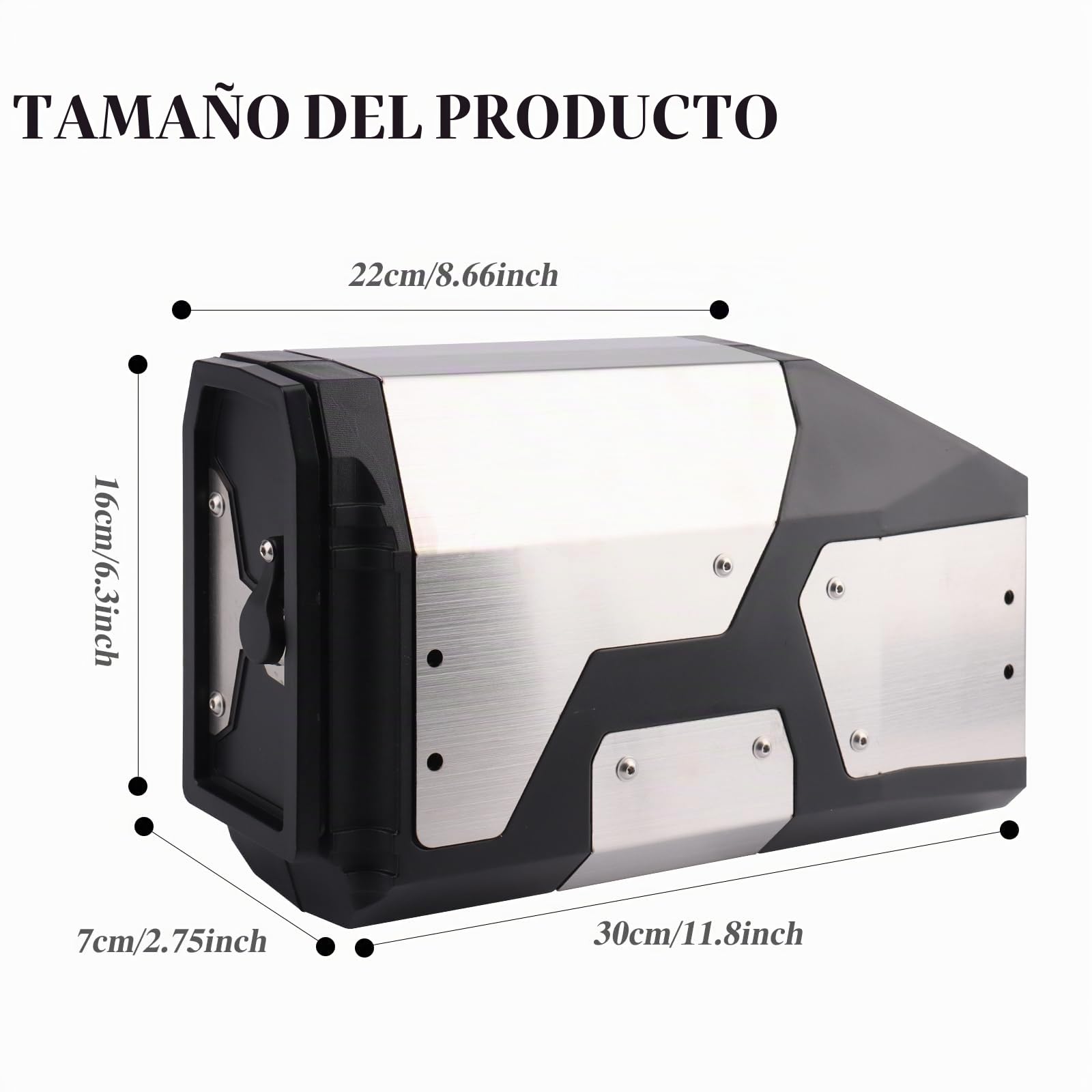 Caja de herramientas lateral izquierda caja de aluminio apta para BMW R1250GS R1200GS LC & Adventure 2002 2008 2018 (plateado)