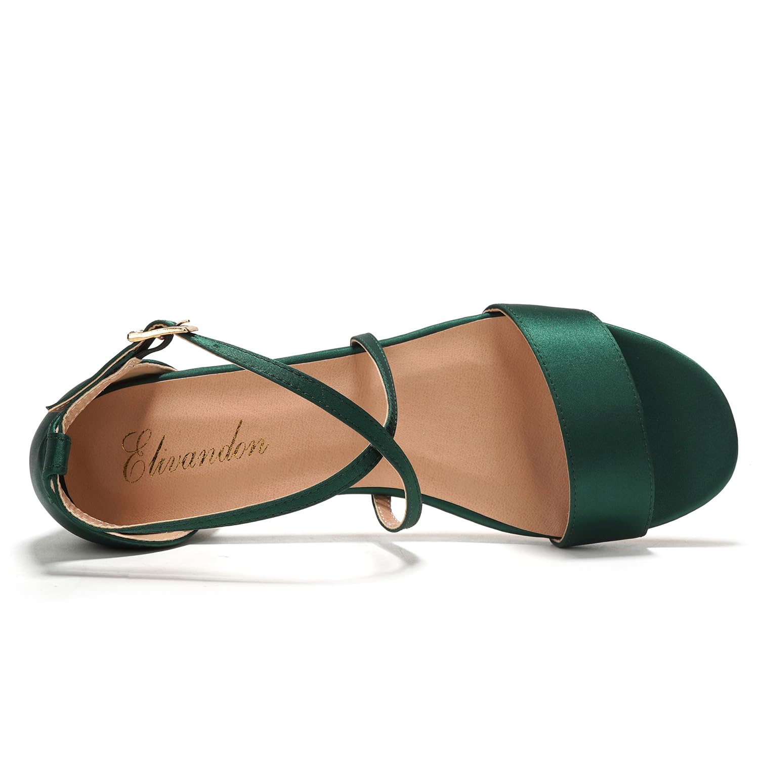Elivandon J1584 Femme Satin Bas Talon Soirée Sandales Bout Ouvert 3cm Bloc Talon Satin Soirée Fête Mariage Robe Chaussures Noces