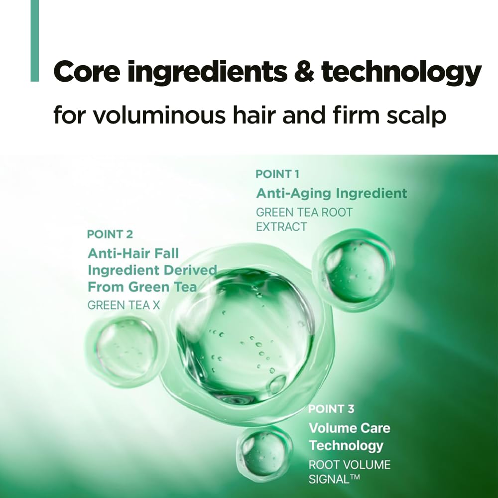 AMOS PROFESSIONAL Green Tea Active Shampoo 2.0 fl.oz + Hair & Scalp Pack 1.3 fl.oz Mini Kit l Anti-Aging for Fine, Thinning Hair | Protects Scalp & Volumizing Hair - Image 7