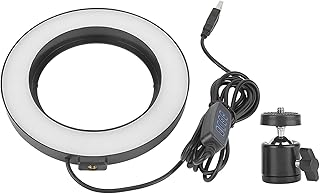 LED Ring Light, 6inch Photography Dimmable LED Video Live Camera Ring with Spherical Platform Ring LED Lamp for Live, Makeup, Tattoos, Video Production 3 Light Modes and 10-level Brightness