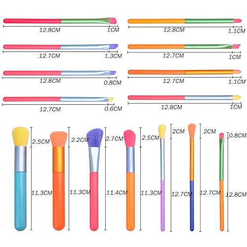 Miniatura 2 de Juego de brochas de maquillaje de acuarela de 15 piezas, herramientas de belleza portátiles multicolor para mezclar la base de la cara, polvo, rubor