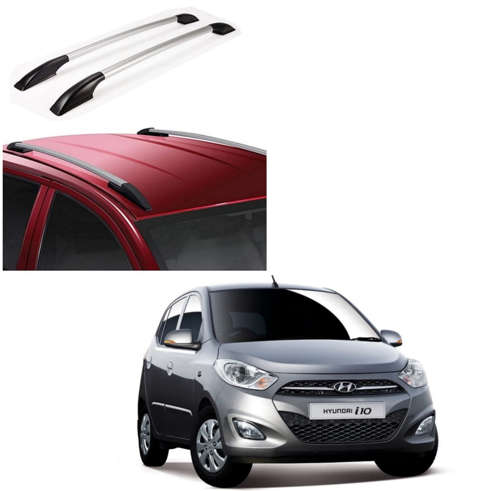 DS ENTERPRISE Drill Free Roof Rails for Hyundai i10 All Models - Silver Color (Pack of 2)-picture-30