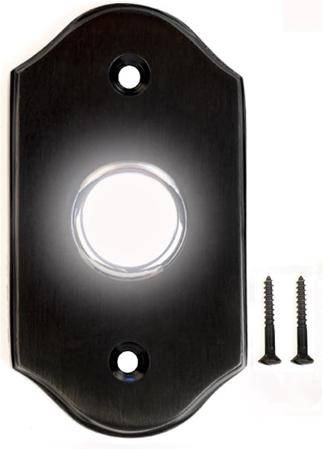 A29 Solid Brass Lighted Door Bell Push Button, Decorative Wired Recessed Mount LED Doorbell with Oil Rubbed Bronze Finish, 3" x 1.7", Weather Resistant Exterior Replacement for Wired Chime Systems