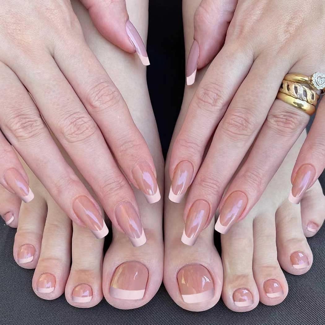 Amazon.com: Outyua 48Pcs Press on Nails Toenails French Nail Tips