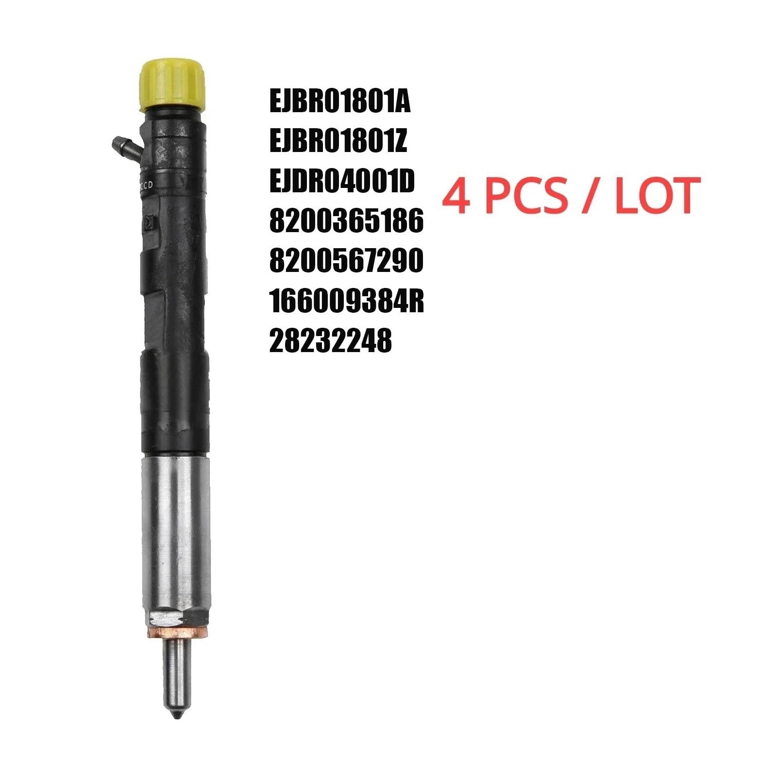 4 pezzi ugello iniettore carburante diesel EJBR01801Z EJBR01801A 8200049873 compatibile con Renault Clio Kangoo Megane Scenic 1.5 DCi 2001-(4PCS With code)