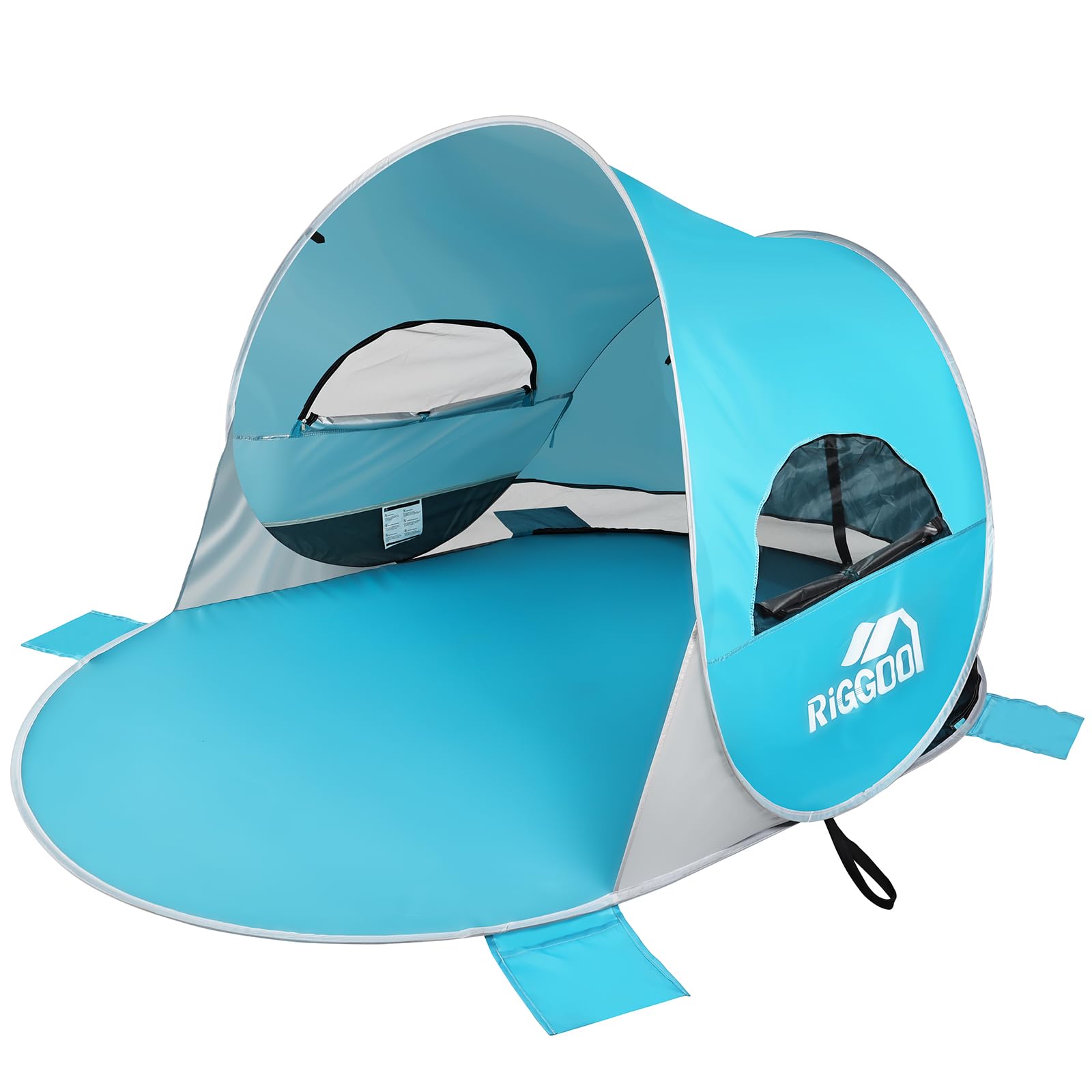 Strandmuschel Pop-Up Strandzelt mit UV-Schutz 50+, 3-4 Personen Zelt, Tragbar Windschutz & Sonnenschutz Wurfzelt Sonnenzelt für Baby Kinder Familie Strand Camping Garten