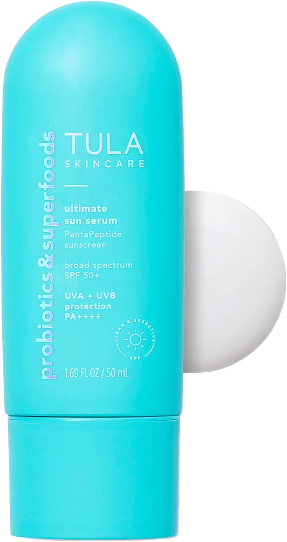 TULASkin Care Ultimate Sun Serum - PentaPeptide Sunscreen, Broad Spectrum SPF 50, UVA + UVB Protection, Silky, Weightless Formula Glides On & Absorbs Instantly, 1.69 fl. oz.