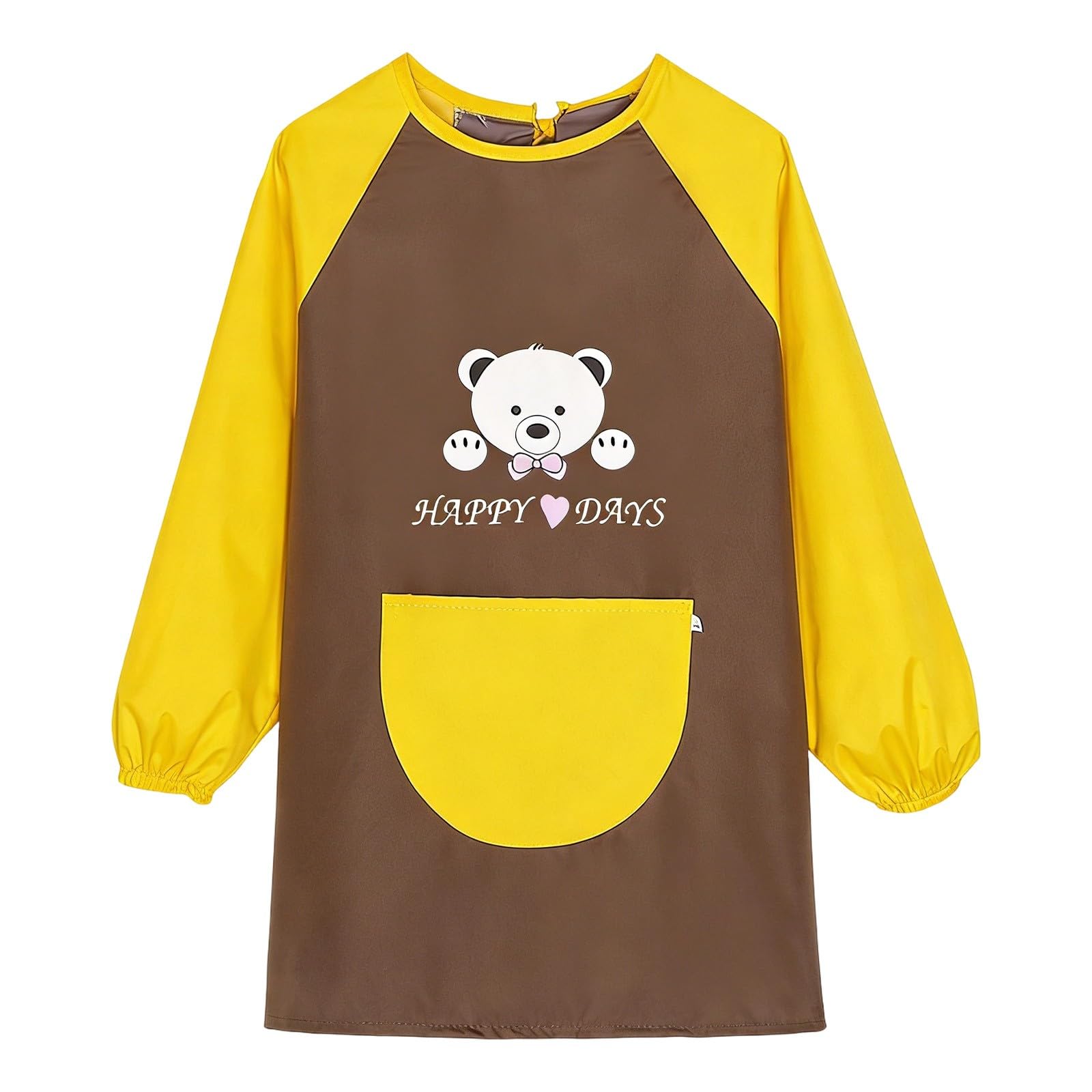 Generisch Painting Apron with Large Front Pocket for Creative Activities - Durable Practical Apron for Girls, coffee, 5-7 Years
