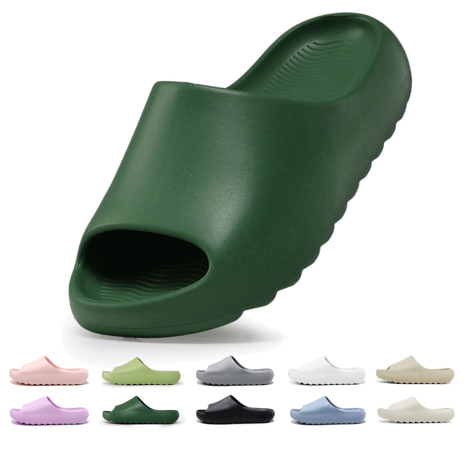 Kids Lightweight Soft EVA Non-Slip Slides Slippers Open Toe Comfy Sandals for Toddler Boys Girls Children Bathroom Shower Summer Pool Beach Slippers