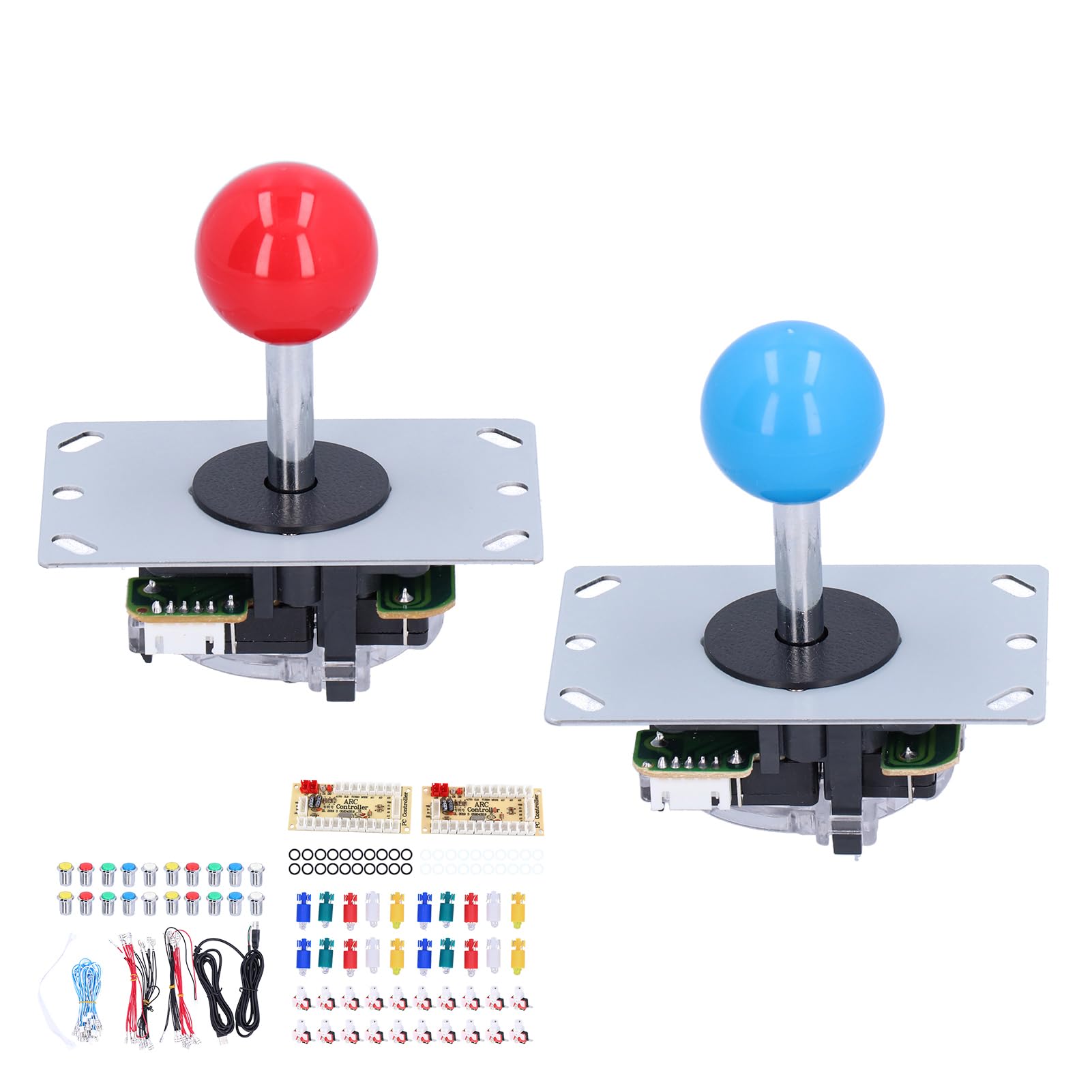 Gra Zręcznościowa DIY Części Wysokiej Jakości Przyciski LED do Gier Komputerowych 5V Konsola do Gier Arkadowych Galwanizacja Zestaw Joysticków Kolorowe (Podwójnie galwanizowany przycisk w