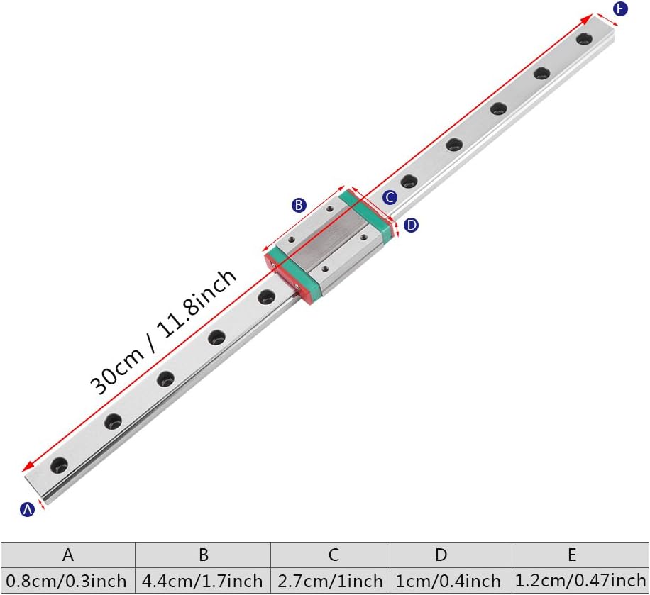 Eujgoov 3Pcs Linear Motion Guide Actuators 300mm, Miniature Linear Sliding Rail Guide Block Slider