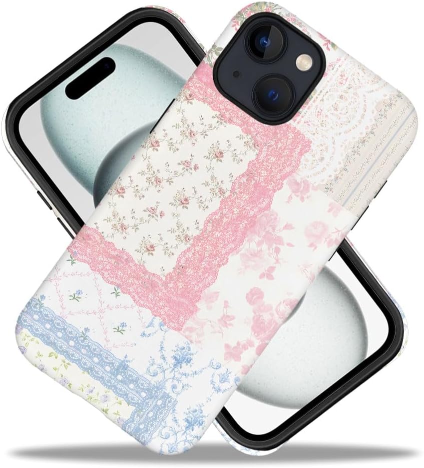 Compatible with iPhone 14,Durable & Shockproof Phone Case Cover Design - Lace Quilt Flower image 2