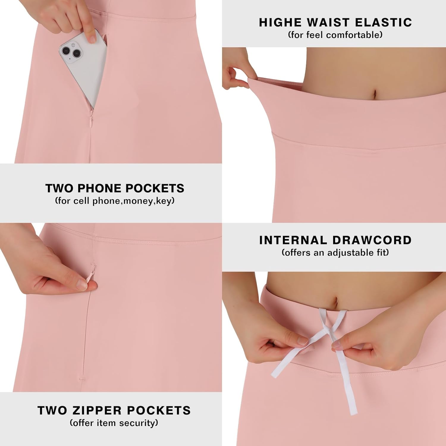 ANIVIVO Women Long Knee Length Skirt with Full Leggings,Skirted Leggings with High Waisted Pockets - Image 4