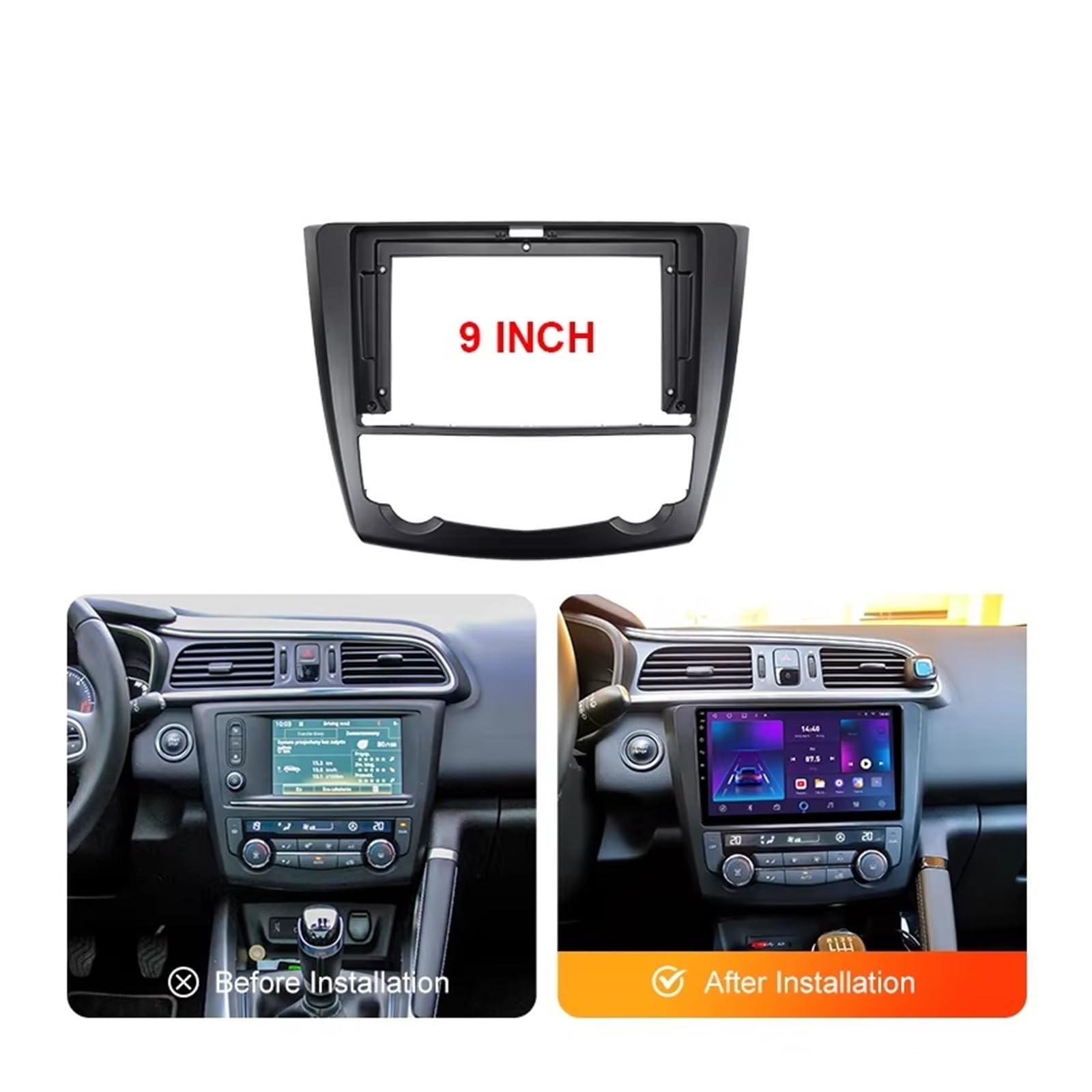 Para KADJAR 9 Pulgadas Coche Fascia Doble Din Dvd Marco Adaptador De Conexión Audio Panel Tablero Fascia Radio Coche